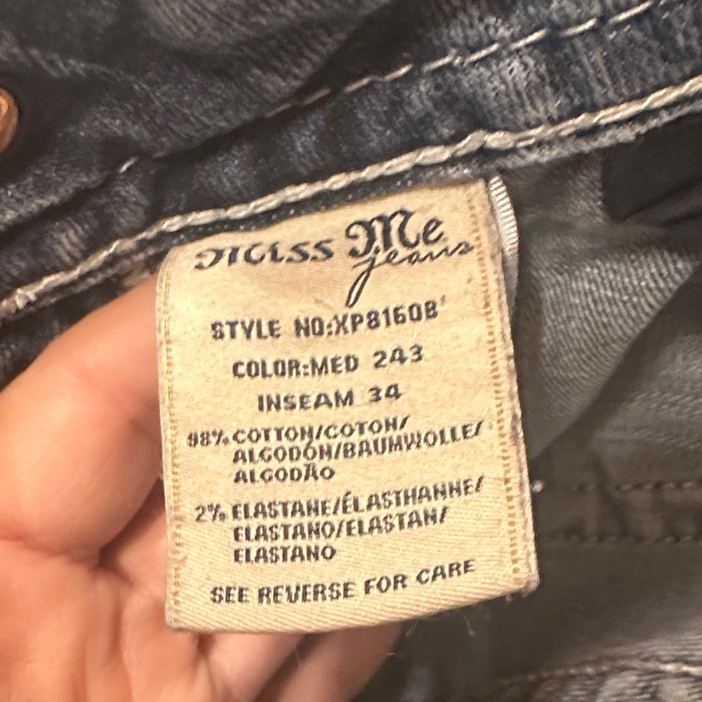Miss Me Boot Cut Relaxed Jeans SIZE 28 Low Rise Inseam 34  Blue Women Teen - Picture 7 of 11